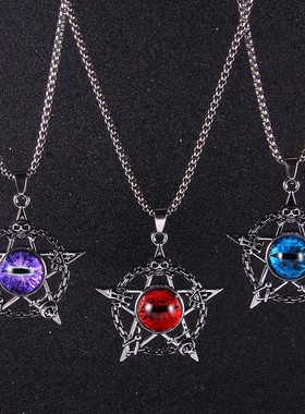 .新款儿童项链吊坠ins休闲时尚锁骨链男孩欧美复古风恶魔之眼帅气