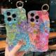 适用苹果系列iPhone16新款 手机壳15pro14promax时尚 蓝色樱花13pro16promax透气精孔扭扭边腕带支架防摔保护套