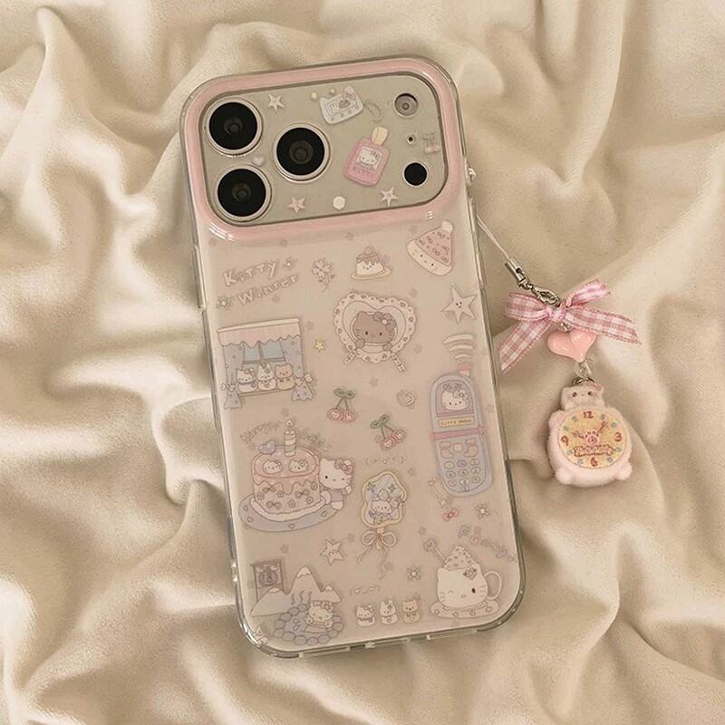 适用苹果系列iPhone17新款手机壳16promax14promax可爱粉色蛋糕猫咪15promax13promax半包大孔防摔网红保护套