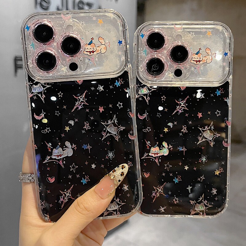 适用苹果系列iPhone17新款手机壳13pro/16promax可爱鎏金可爱猫咪15pro/14promax全包花朵镜框网红女款保护套