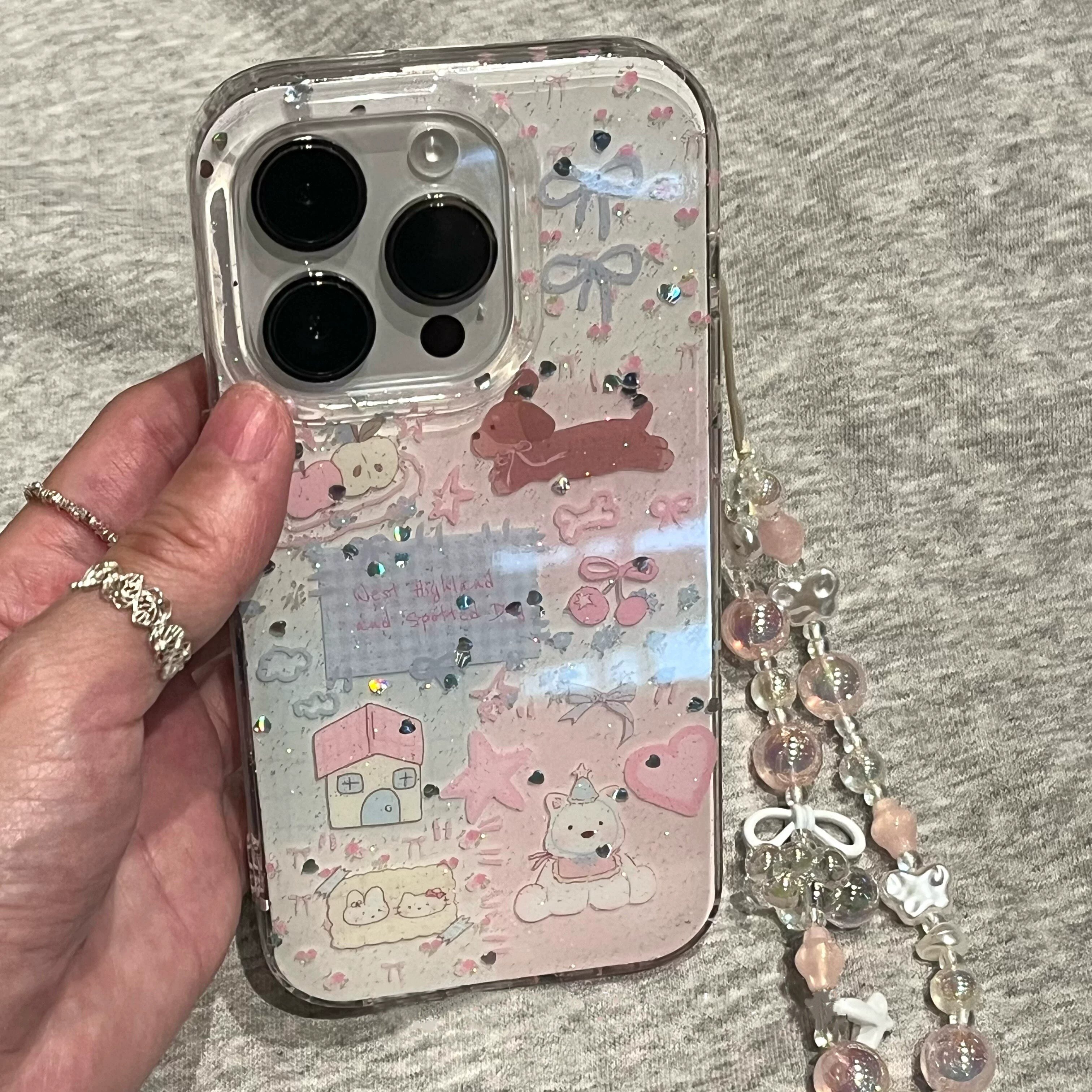 适用苹果系列iPhone17新款手机壳16promax14pro可爱大闪片星星狗狗15promax13pro半包大孔防摔网红女款保护套