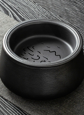 带盖茶渣缸大容量陶瓷茶洗缸洗茶具盆茶水废水缸倒茶水盅带过滤盘