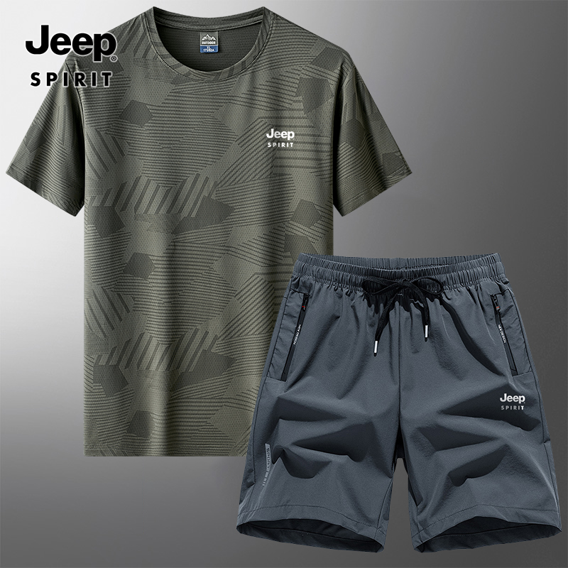 JEEPSPIRIT男短袖夏两件套速干