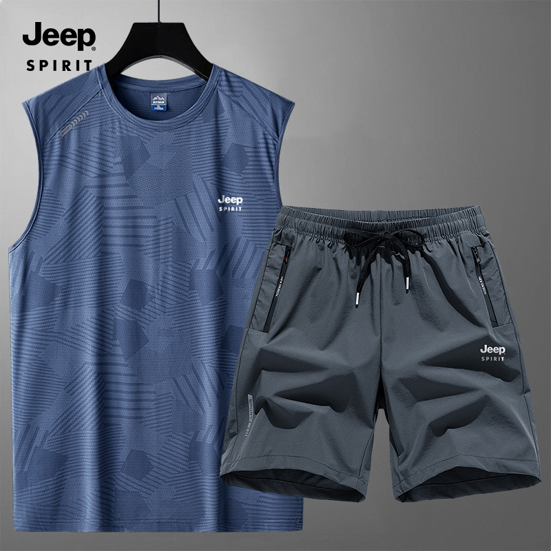 JEEPSPIRIT背心夏运动套装短裤