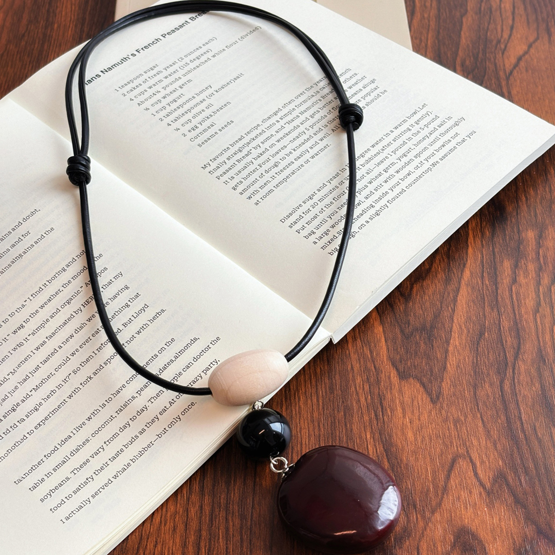 小众设计时尚毛衣链木石拼接项链