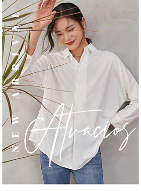 100%棉抗皱白色衬衫女新款宽松韩版长袖休闲设计感衬衣上衣201113