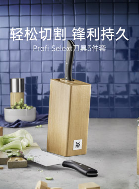 德国WMF福腾宝不锈钢刀具3件套厨师刀多用刀中式片刀三德刀刀架