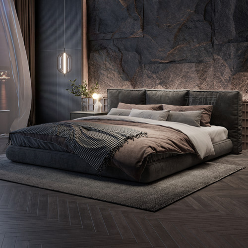 布艺床法莎蒂意式极简双人