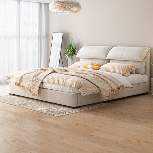 北欧绒布床网红ins卧室轻奢