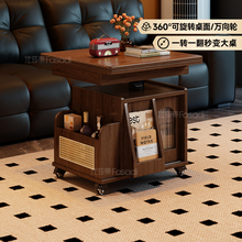 法莎蒂升降茶几折叠移动推车实木茶台茶桌小户型客厅多功能餐桌