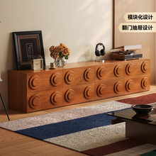 法莎蒂中古风模块组合柜实木多功能斗柜家用收纳落地柜客厅卡门柜