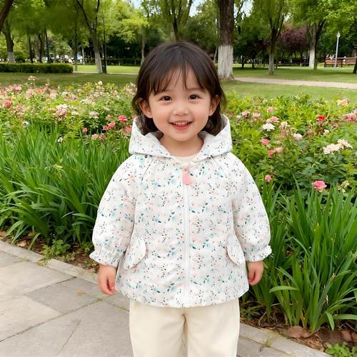 gb好孩子女童连帽防风衣春秋新款