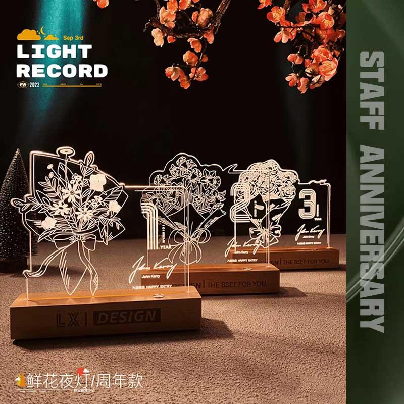 入职周年纪念优秀员工奖牌定制退休纪念礼物创意夜灯礼盒装企业礼
