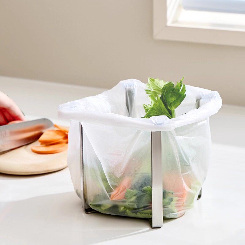 不锈钢折叠垃圾架塑料袋固定器