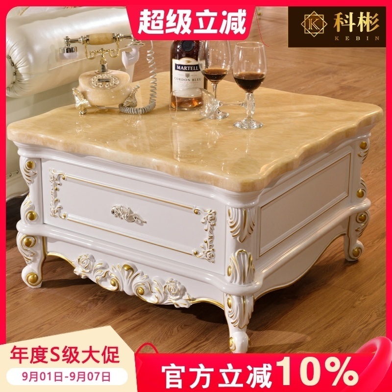 欧式大理石角几客厅实木电话几沙发边几组合白色储物正方形小茶几