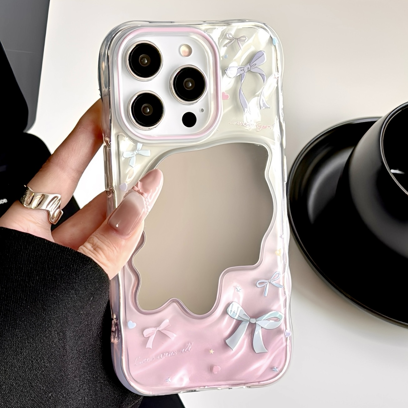 适用iPhone苹果镜面蝴蝶结手机壳