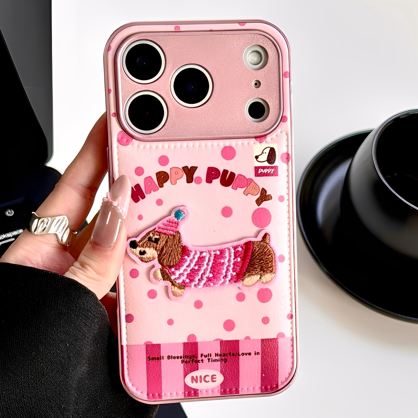 韩国波点刺绣腊肠狗适用iphone16pro苹果17手机壳新款15pro可爱小众14proamx立体全包防摔超好看外壳13高级感