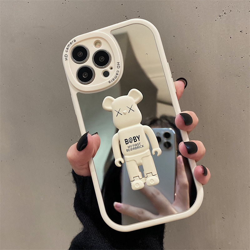 女神镜面适用iphone14手机壳13promax苹果11补妆镜xs潮牌12暴力熊支架xr新款8plus全包7p防摔x奢华气质小众女怎么样,好用不?