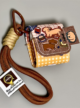 适用Airpods Pro3耳机保护套格纹拼图腊肠狗苹果耳机套AirPods1/2代/3保护壳带挂绳airpods4代蓝牙耳机壳女款