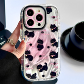 晕染羽纱波点猫咪适用iphone15 16pro苹果17手机壳11可爱12pro小众13promax全包防摔硅胶保护套14女韩国卡通