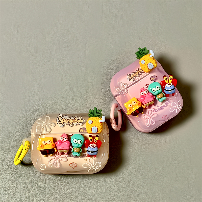 适用AirPods4耳机保护壳立体可爱海绵宝宝派大星苹果耳机套AirPods1/2代/pro保护壳airpods新3代蓝牙耳机壳女