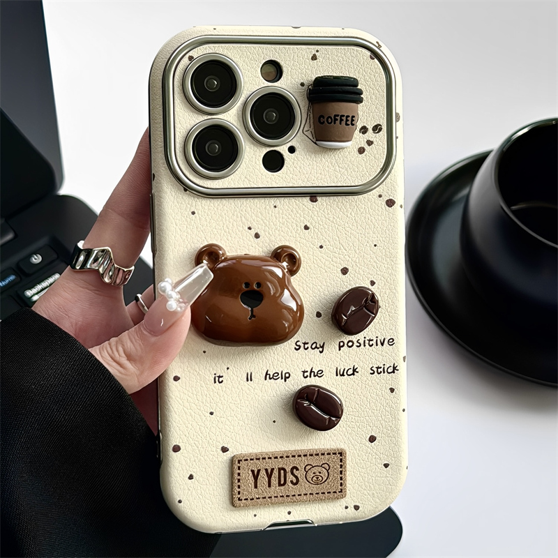 适用iPhone皮纹大视窗卡通手机壳