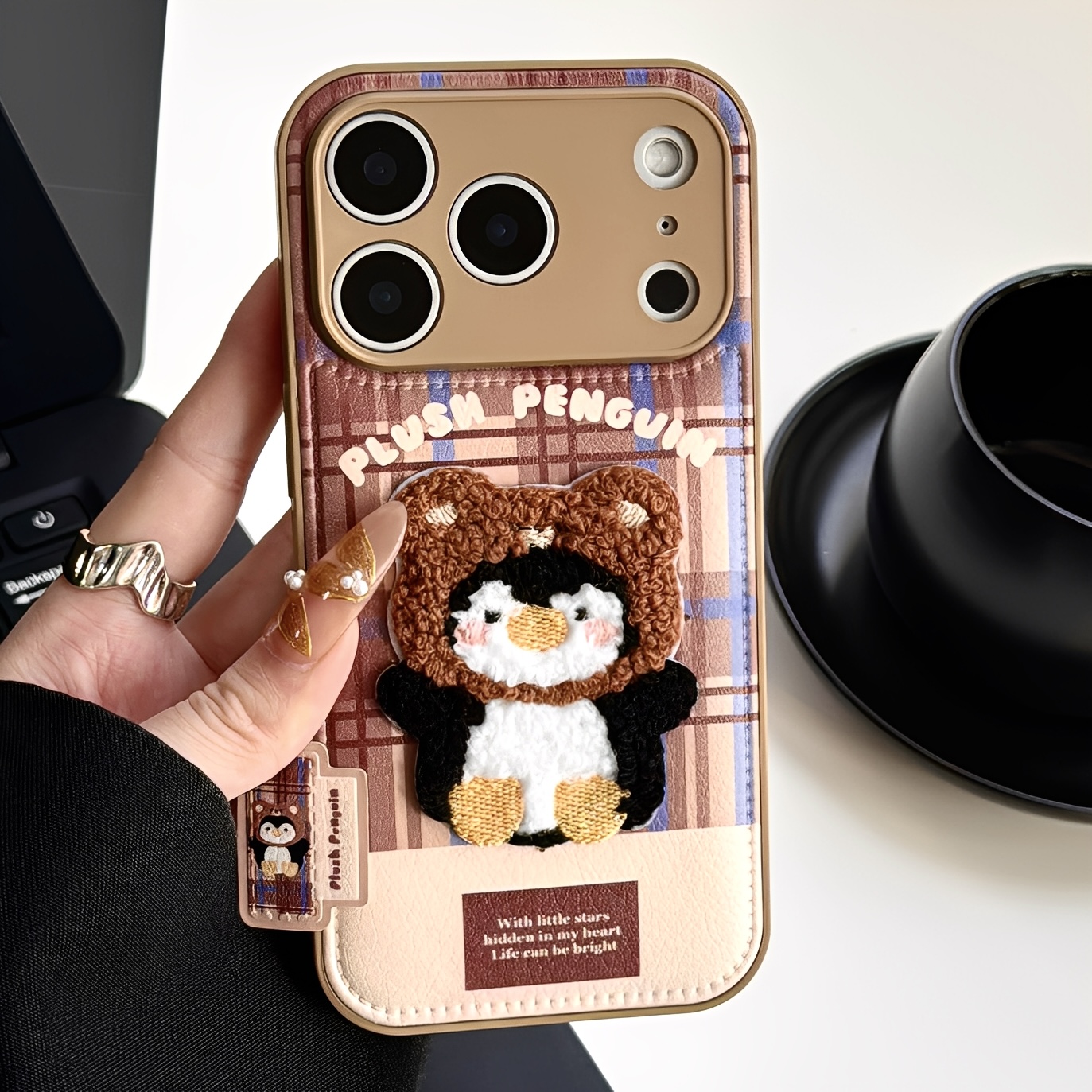 适用iPhone苹果绒布企鹅手机壳