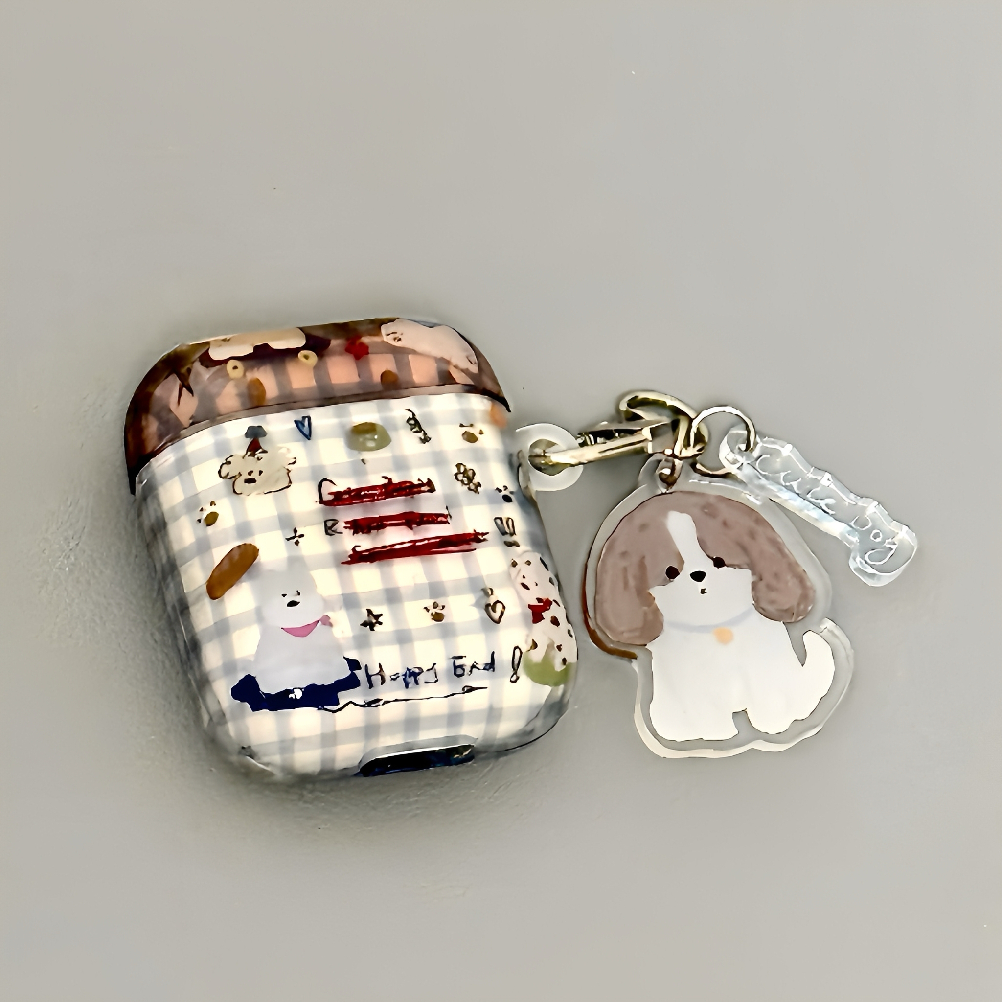 适用Airpods棋盘格狗狗耳机套