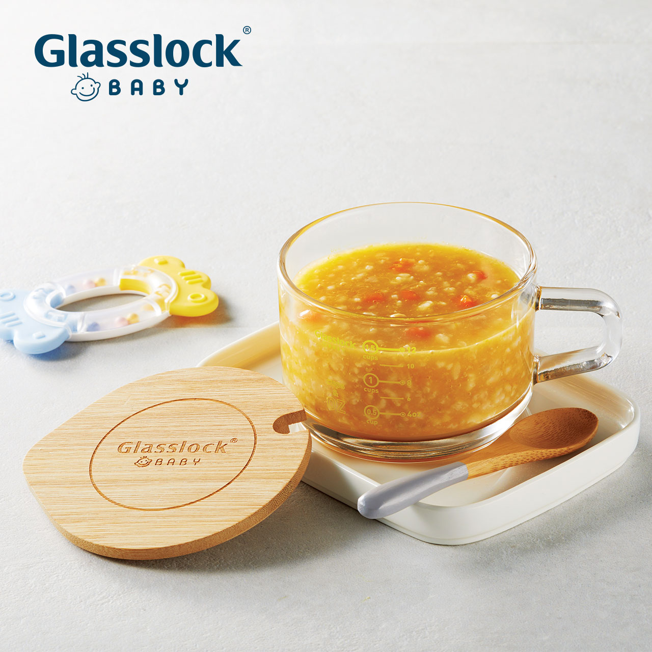 glasslockbaby儿童牛奶杯早餐杯水杯耐热玻璃带盖刻度杯子450ml|ruв категории подгузник/шампунь/вскармливать/тележка кроватью, кубок/посуда/измельчение/Приложение, кубок - от Buy2taobao.com для оказания профессиональной услуги покупки агента Taobao