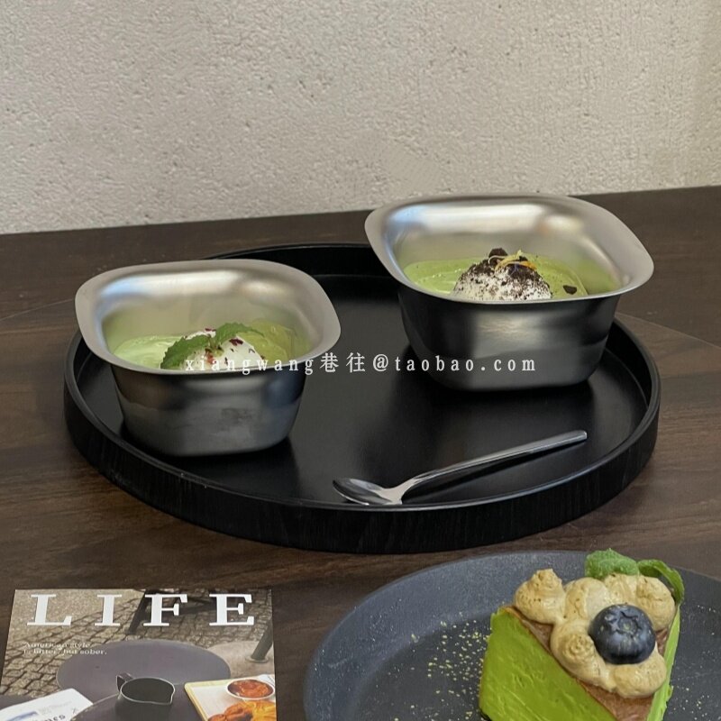 韩式ins风不锈钢方形碗甜品碗