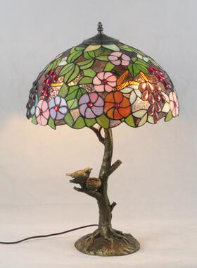 LHJ-TD16欧式美式灯蒂芙尼台灯卧室客厅饰跨境新品创意瑰小鸟书玫