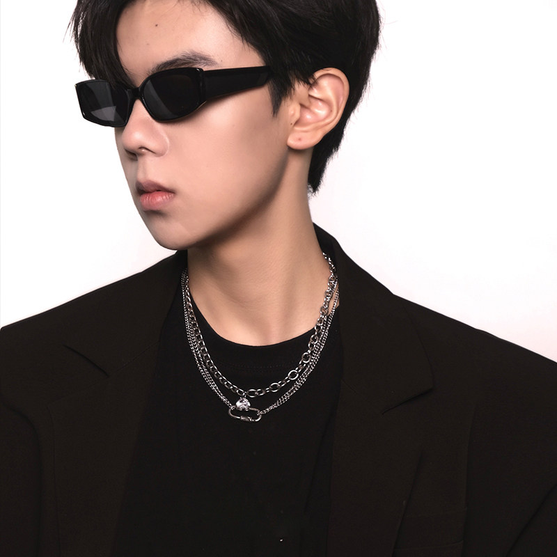 原创叠戴水钻项链女小众设计感