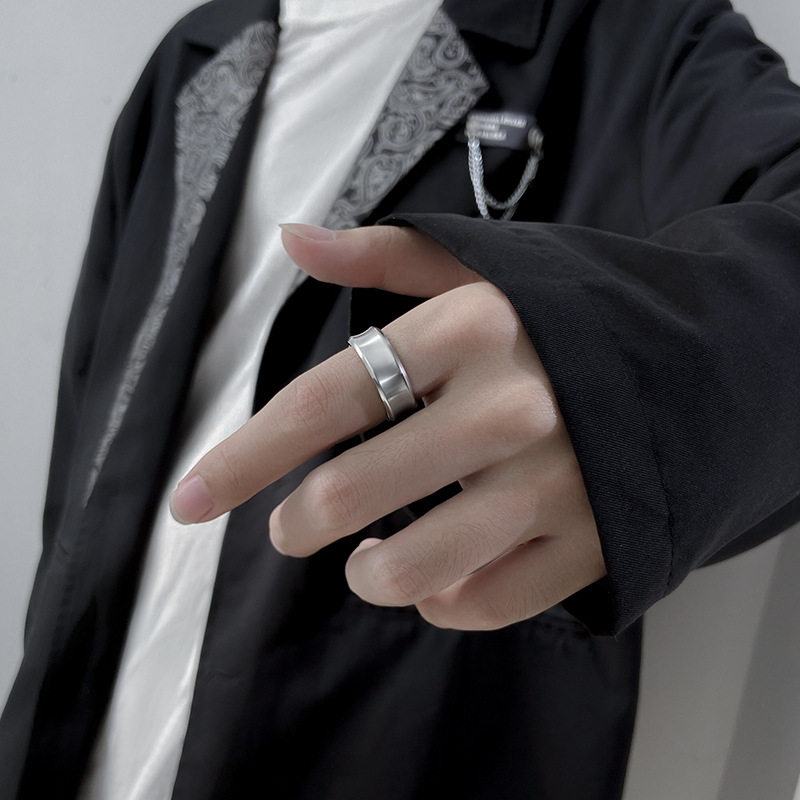 戒指男潮凹面小众设计尾戒女