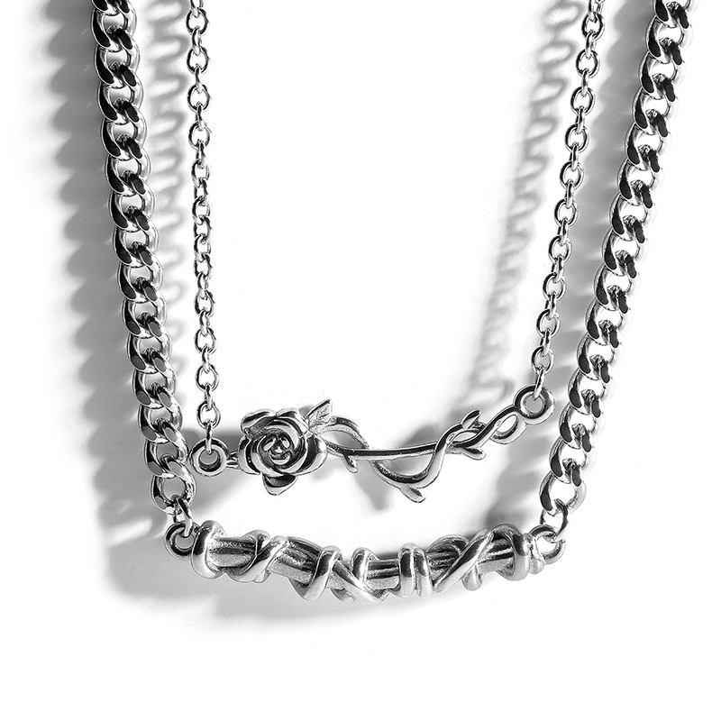 荆棘玫瑰项链男潮原创小众设计