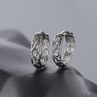 原创S925银耳环耳钉男潮小众ins潮流个性 单只嘻哈耳圈耳饰品 男款