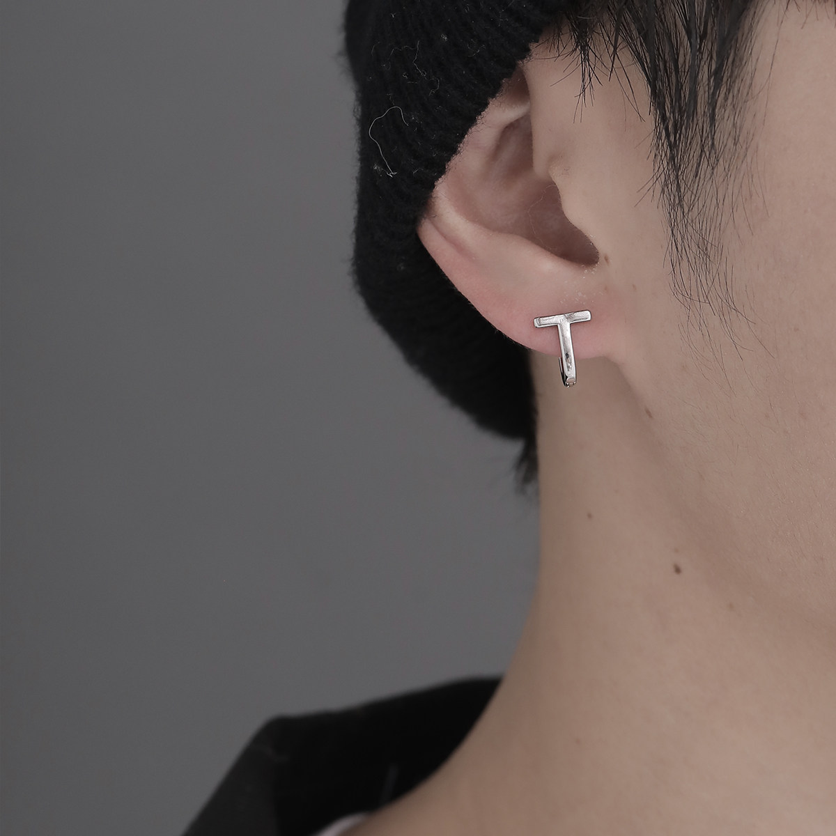 小众纯银字母ins高级感男女耳环