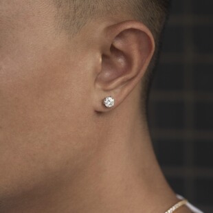 六爪耳钉S925银耳钉带钻纯银耳钉hiphop耳钉超闪耳钉原创设计师款