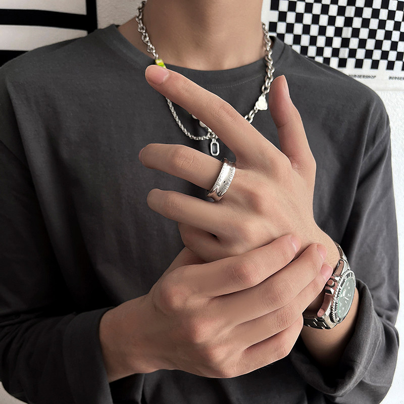 高级感ins冷淡风凹槽字母指环