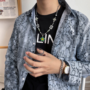 PSYP正确版Maison Emerald镶钻项链男潮说唱笑脸幸运星嘻哈女吊坠