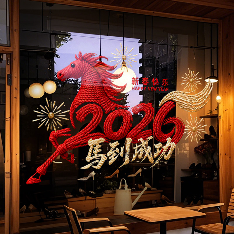 新年装饰布置窗贴马年春节静电贴2026中国风窗花橱窗玻璃贴门贴纸,节庆用品/礼品,节日装扮用品,淘宝优惠券,粉丝福利购,淘宝优惠卷