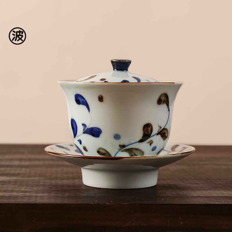 唐草茶碗波佐见烧陶瓷日式