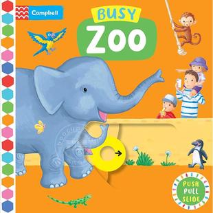 英文原版 Campbell 儿童绘本纸板书 Zoo Busy 动物园 忙碌 Books系列 5岁