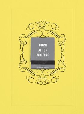现货 写完即焚英文原版Burn After Writing黄色版Sharon Jones个人互动日记