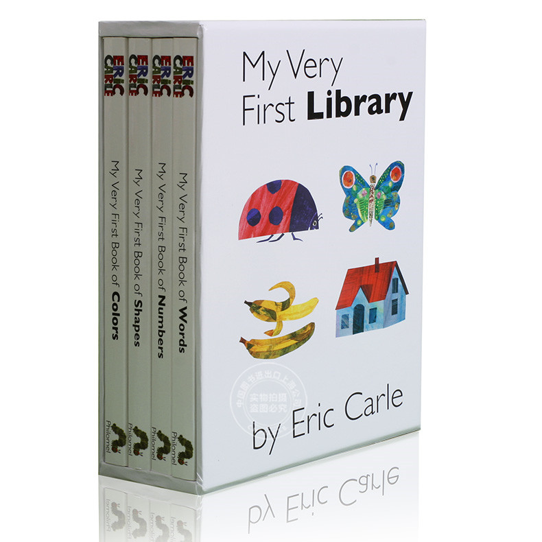现货 英文原版 Eric Carle My Very First Library我的一个图书馆4册连连看纸板书艾瑞·卡尔爷爷英语认知启蒙书
