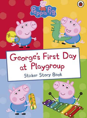 小猪佩奇 粉红猪小妹 英文原版 George's First Day at Playgroup 乔治在托儿所的**天 贴纸故事书 3-6岁儿童 ladybird