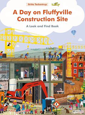 毛绒镇的建筑工地的一天 儿童互动游戏书 英文原版 A Day on Fluffyville Construction Site 2-5岁