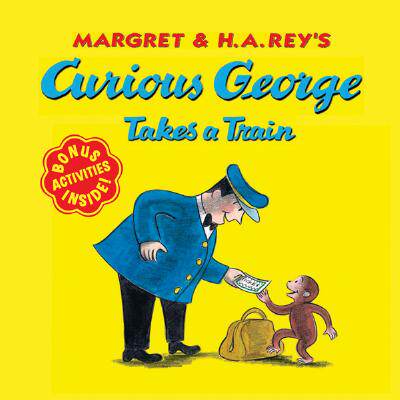 现货 Curious George Takes a Train with stickers 英文原版 好奇的乔治猴买火车票 进口儿童绘本故事书