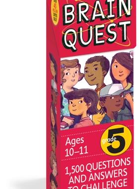 现货 大脑任务 五年级 10-11岁 卡片书 新版 第四版 英文原版 Brain Quest Grade 5 认知智力开发卡片书 美国学前全科练习获奖系列