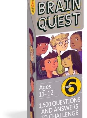 现货 大脑任务 六年级 11-12岁 卡片书 新版 第四版 英文原版 Brain Quest Grade 6 认知智力开发卡片书 美国学前全科练习获奖系列