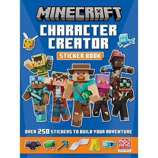现货 我的世界角色创意贴纸书 游戏周边书 英文原版 Minecraft Character Creator Sticker Book 5-9岁